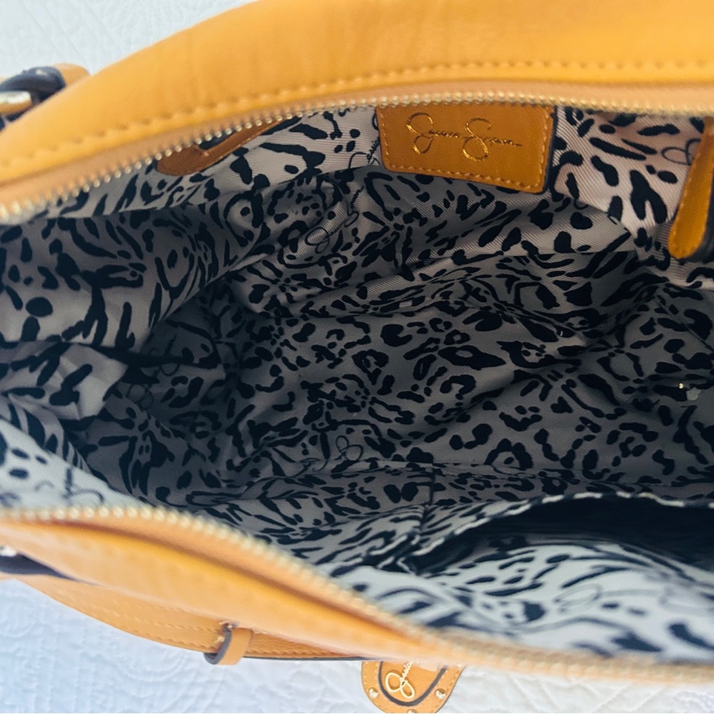 GUC - Jessica Simpson Mustard Yellow Leather Tote with Branded Charm - Picture 10 of 15